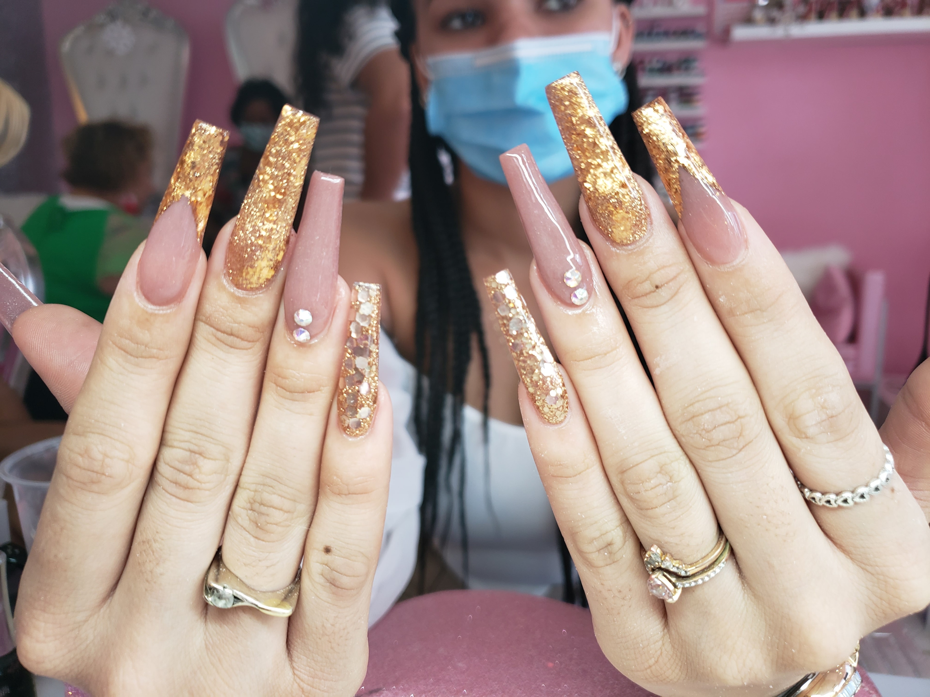 Gel nails with rhinestones