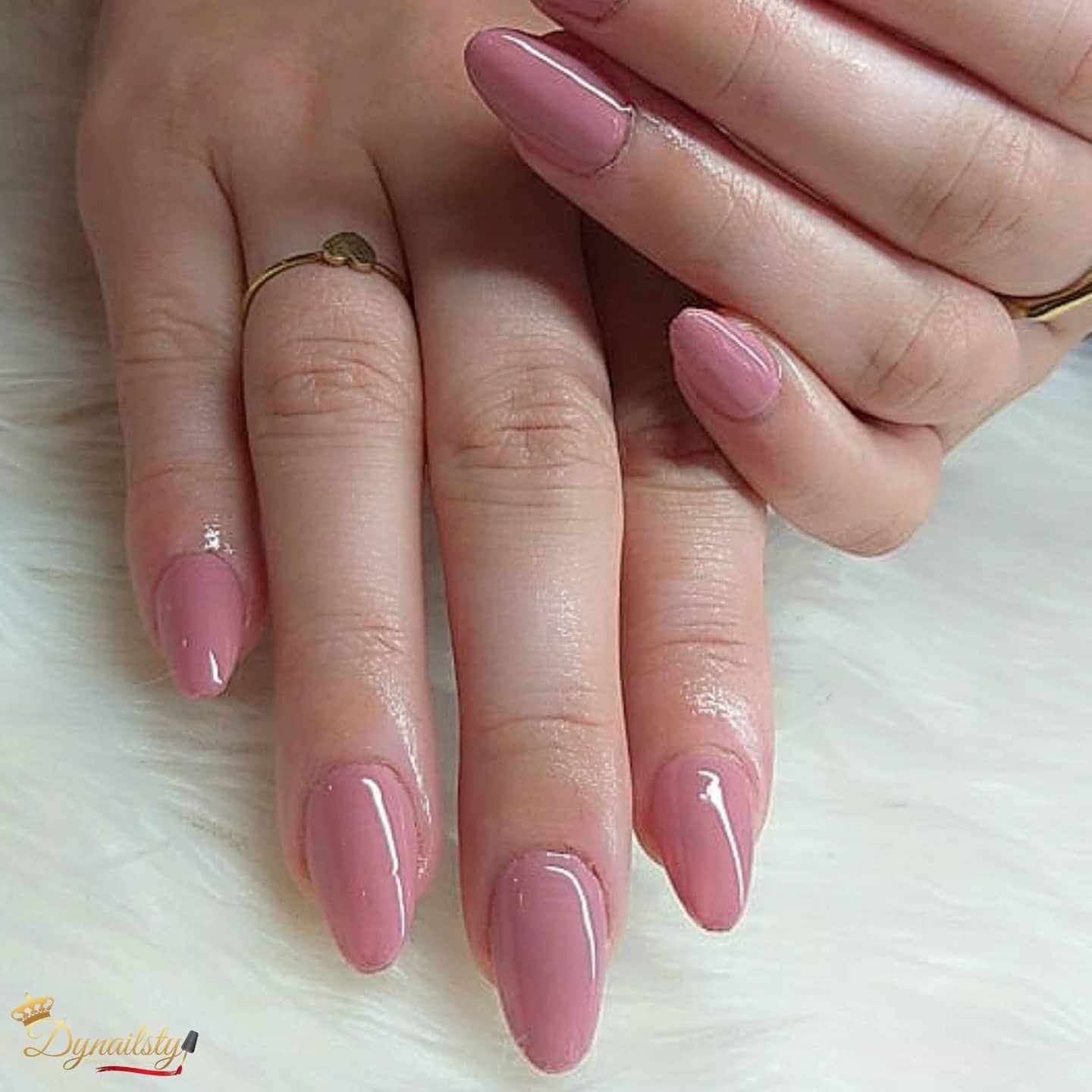 Pink almond manicure